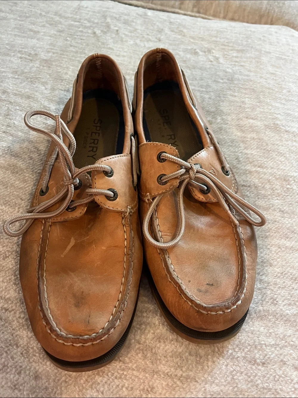 Sperry Men’s Tan Leather Boat Shoes Size 10